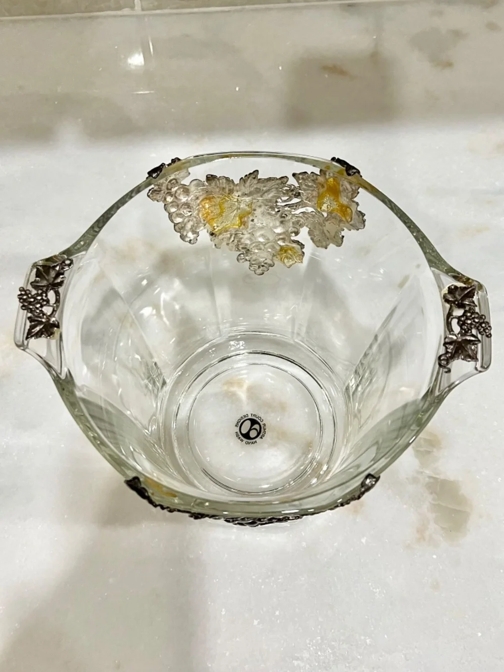 Arthur Court Glass Grape Ice Bucket & Matching 12